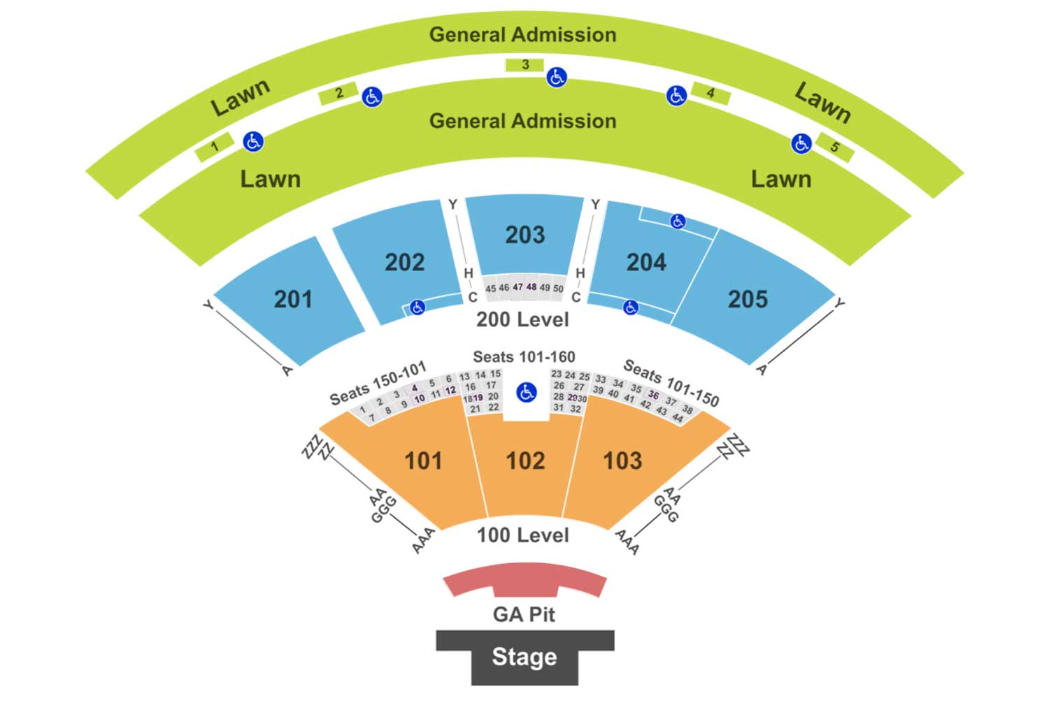 fiddlers green amphitheatre seating chart