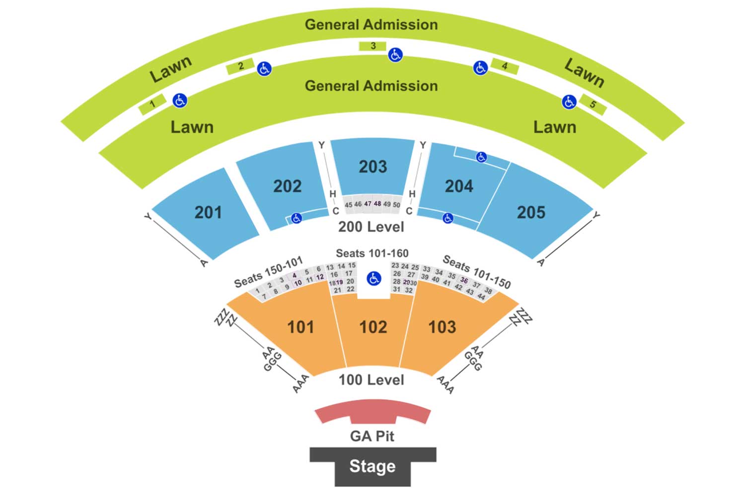 Fiddlers Green Amphitheatre Seating Chart